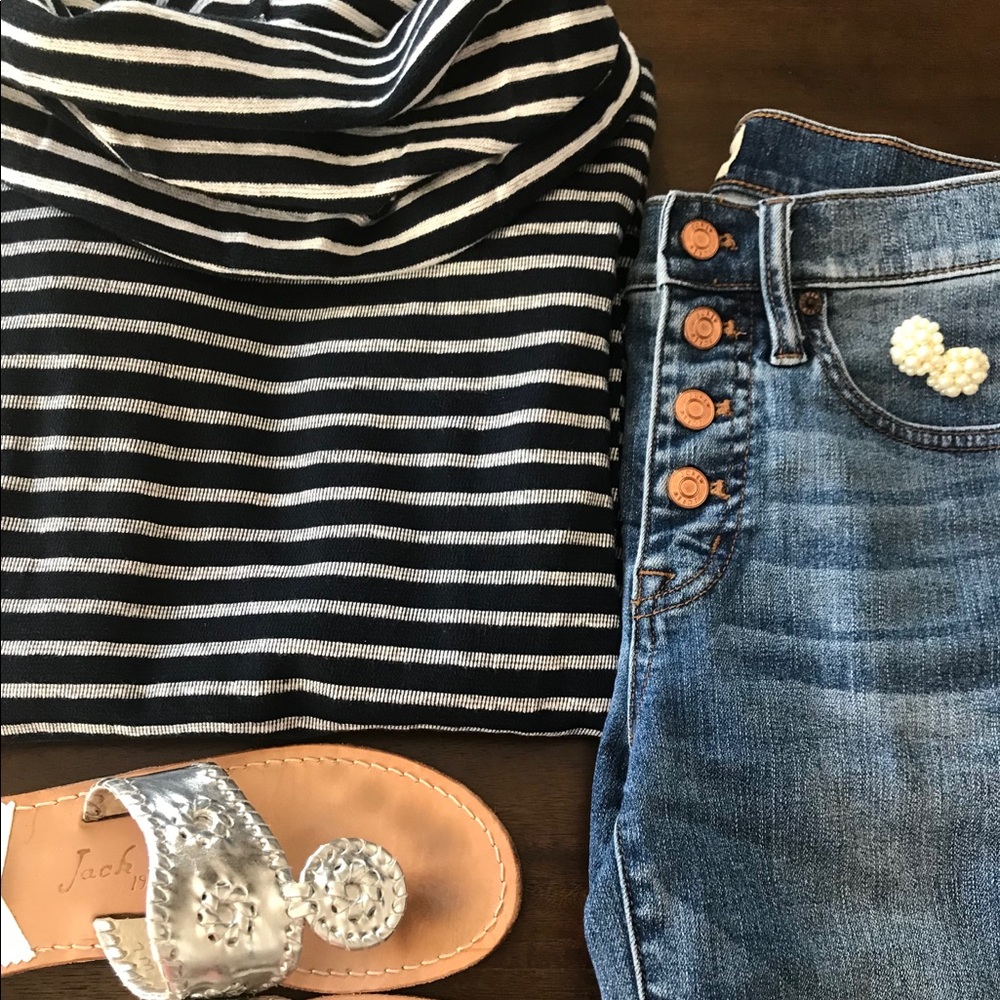 J.Crew striped cowl neck sweater